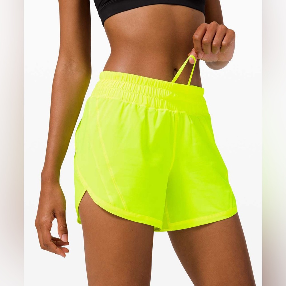 Lululemon Track That Mid-Rise Lined Short 5" Neon